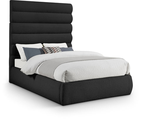 Amara Black Boucle Fabric Upholstered Full Bed, 1 Piece