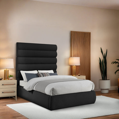 Amara Black Boucle Fabric Upholstered Full Bed, 1 Piece
