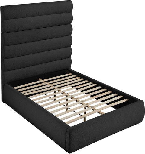 Amara Black Boucle Fabric Upholstered Full Bed, 1 Piece