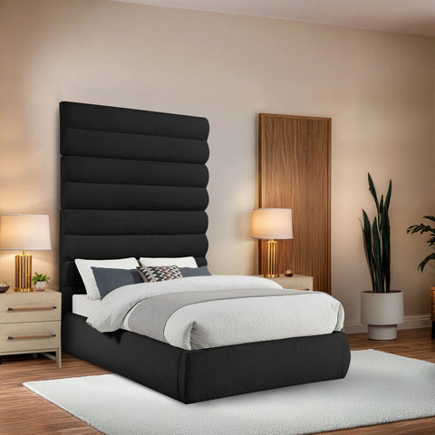Amara Black Boucle Fabric Upholstered Full Bed, 1 Piece (Style 2)