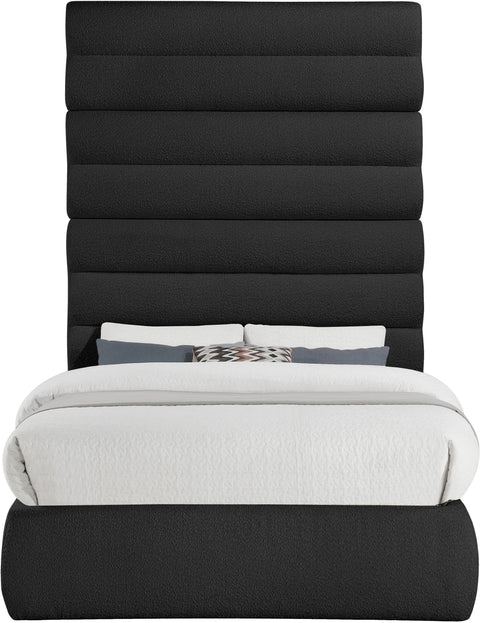 Amara Black Boucle Fabric Upholstered Full Bed, 1 Piece (Style 2)
