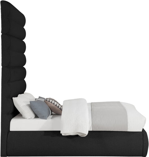 Amara Black Boucle Fabric Upholstered Full Bed, 1 Piece (Style 2)