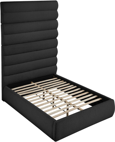 Amara Black Boucle Fabric Upholstered Full Bed, 1 Piece (Style 2)