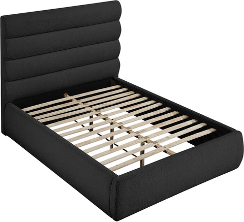 Amara Black Boucle Fabric Upholstered Full Bed, 1 Piece (Style 3)