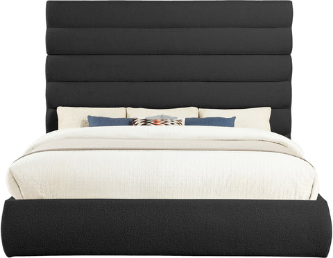 Amara Black Boucle Fabric Upholstered King Bed, 1 Piece