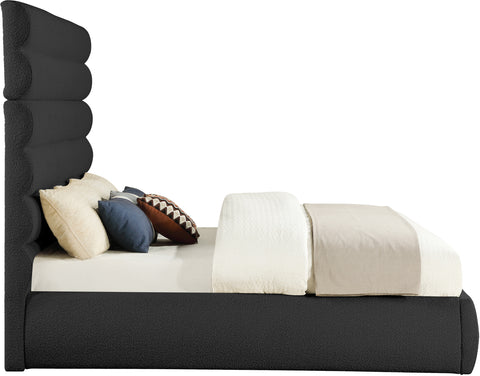Amara Black Boucle Fabric Upholstered King Bed, 1 Piece
