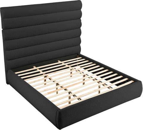 Amara Black Boucle Fabric Upholstered King Bed, 1 Piece