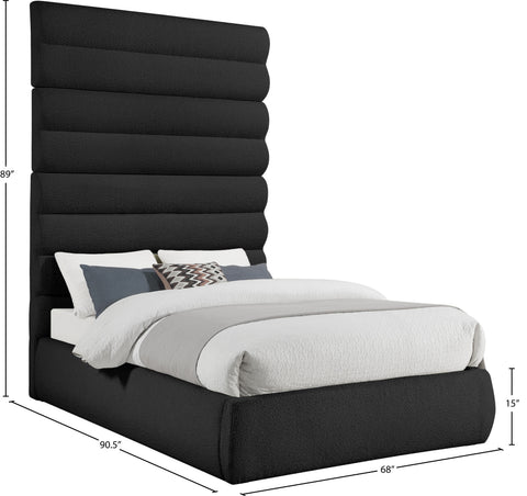 Amara Black Boucle Fabric Upholstered King Bed, 1 Piece (Style 2)