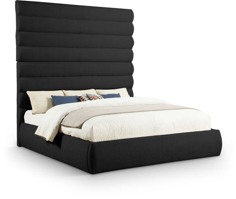 Amara Black Boucle Fabric Upholstered King Bed, 1 Piece (Style 2)