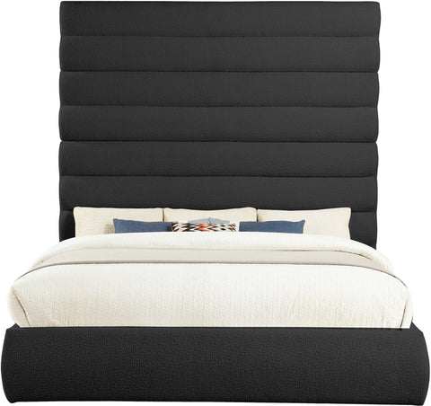 Amara Black Boucle Fabric Upholstered King Bed, 1 Piece (Style 2)
