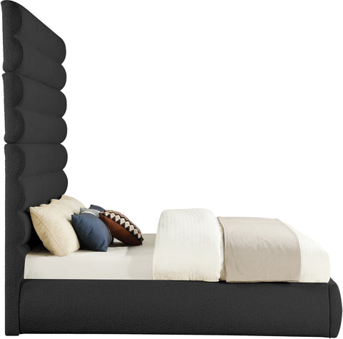 Amara Black Boucle Fabric Upholstered King Bed, 1 Piece (Style 2)