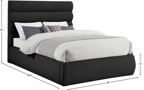 Amara Black Boucle Fabric Upholstered King Bed, 1 Piece (Style 3)