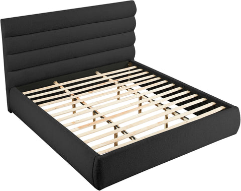 Amara Black Boucle Fabric Upholstered King Bed, 1 Piece (Style 3)