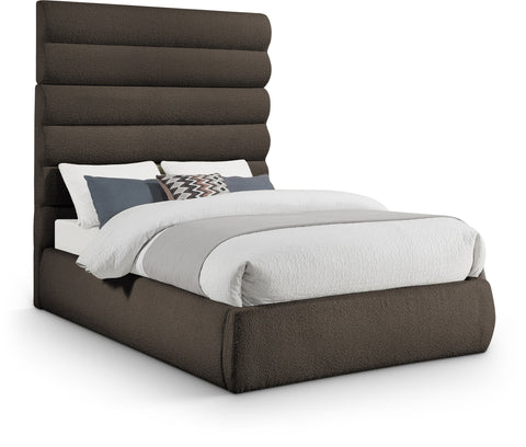 Amara Brown Boucle Fabric Upholstered Full Bed, 1 Piece