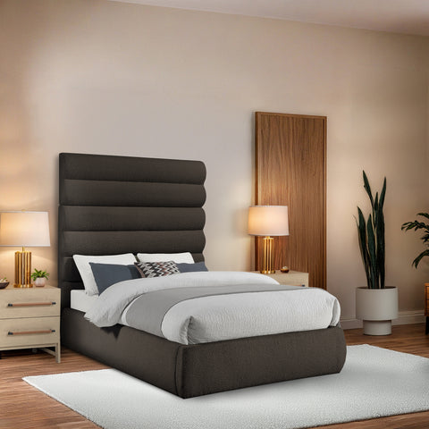 Amara Brown Boucle Fabric Upholstered Full Bed, 1 Piece