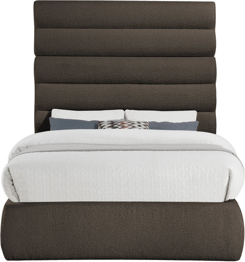 Amara Brown Boucle Fabric Upholstered Full Bed, 1 Piece