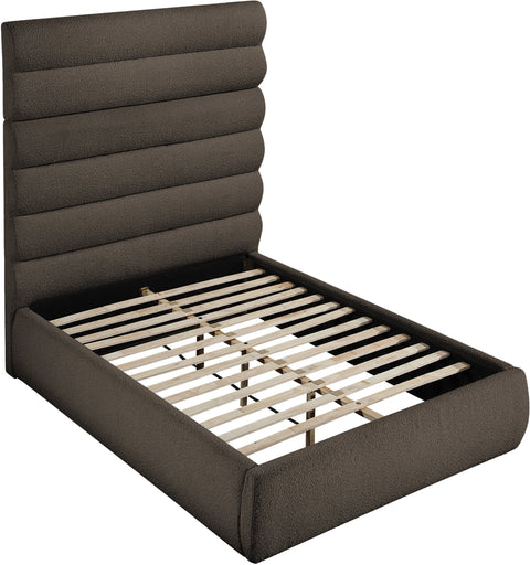 Amara Brown Boucle Fabric Upholstered Full Bed, 1 Piece