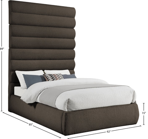Amara Brown Boucle Fabric Upholstered Full Bed, 1 Piece (Style 2)