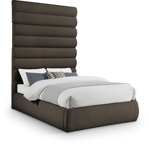 Amara Brown Boucle Fabric Upholstered Full Bed, 1 Piece (Style 2)
