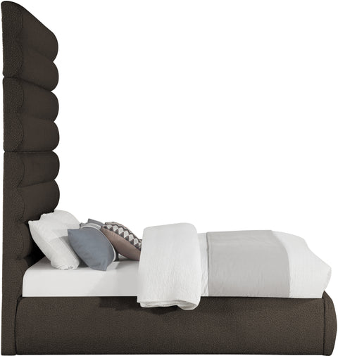 Amara Brown Boucle Fabric Upholstered Full Bed, 1 Piece (Style 2)