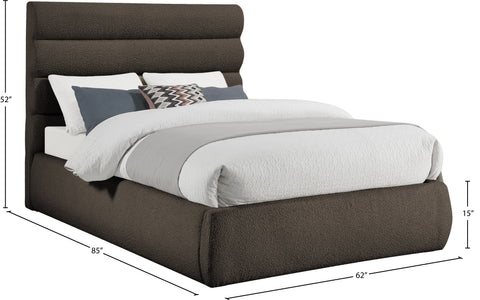 Amara Brown Boucle Fabric Upholstered Full Bed, 1 Piece (Style 3)