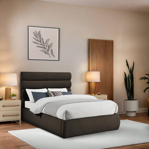 Amara Brown Boucle Fabric Upholstered Full Bed, 1 Piece (Style 3)