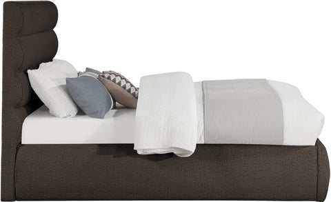 Amara Brown Boucle Fabric Upholstered Full Bed, 1 Piece (Style 3)