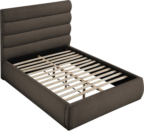 Amara Brown Boucle Fabric Upholstered Full Bed, 1 Piece (Style 3)