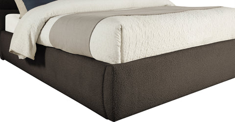 Amara Brown Boucle Fabric Upholstered King Bed, 1 Piece (Style 2)