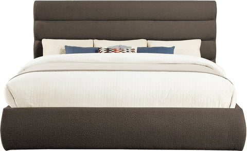 Amara Brown Boucle Fabric Upholstered King Bed, 1 Piece (Style 3)