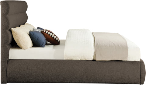 Amara Brown Boucle Fabric Upholstered King Bed, 1 Piece (Style 3)