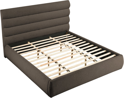 Amara Brown Boucle Fabric Upholstered King Bed, 1 Piece (Style 3)