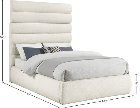 Amara Cream Boucle Fabric Upholstered Full Bed, 1 Piece
