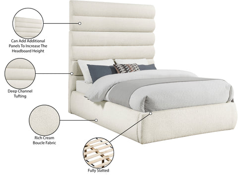 Amara Cream Boucle Fabric Upholstered Full Bed, 1 Piece
