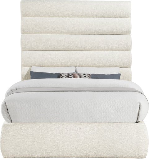 Amara Cream Boucle Fabric Upholstered Full Bed, 1 Piece