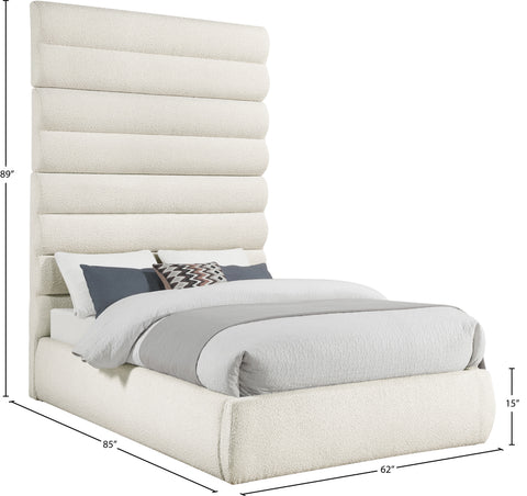 Amara Cream Boucle Fabric Upholstered Full Bed, 1 Piece (Style 2)