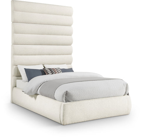 Amara Cream Boucle Fabric Upholstered Full Bed, 1 Piece (Style 2)