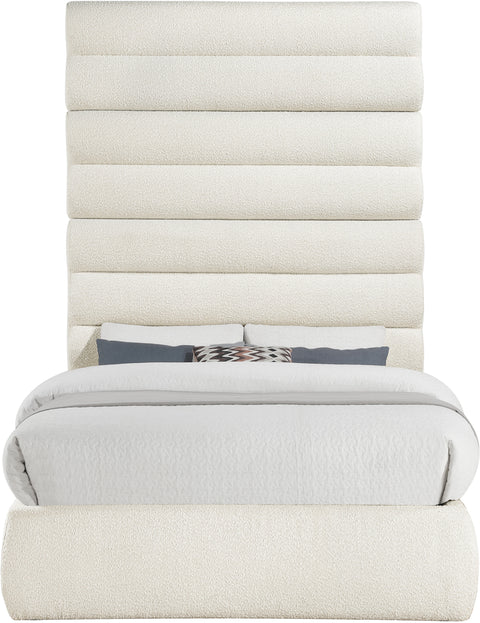 Amara Cream Boucle Fabric Upholstered Full Bed, 1 Piece (Style 2)