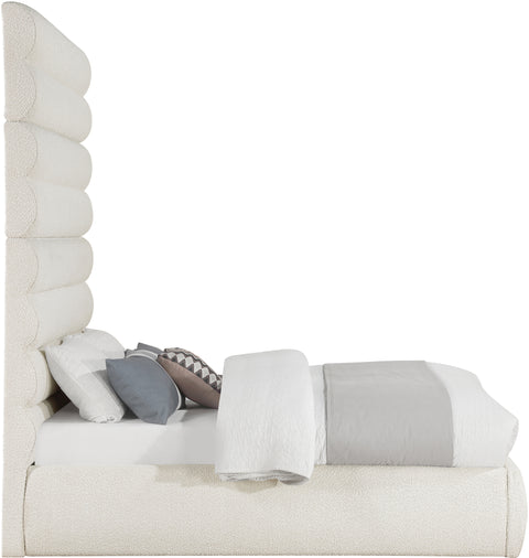 Amara Cream Boucle Fabric Upholstered Full Bed, 1 Piece (Style 2)