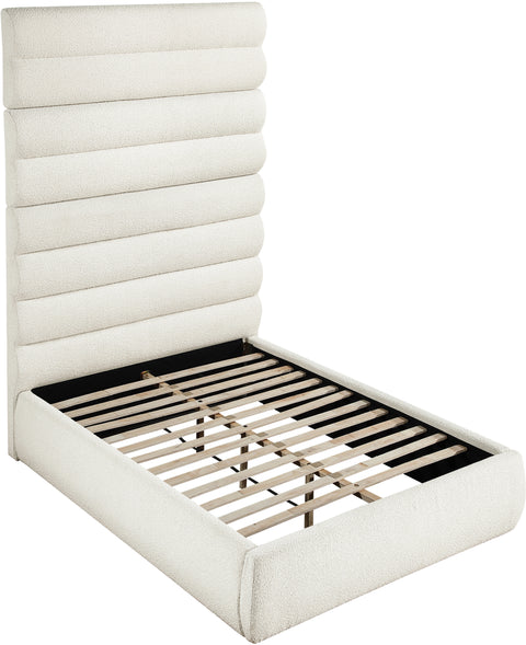 Amara Cream Boucle Fabric Upholstered Full Bed, 1 Piece (Style 2)