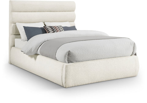 Amara Cream Boucle Fabric Upholstered Full Bed, 1 Piece (Style 3)