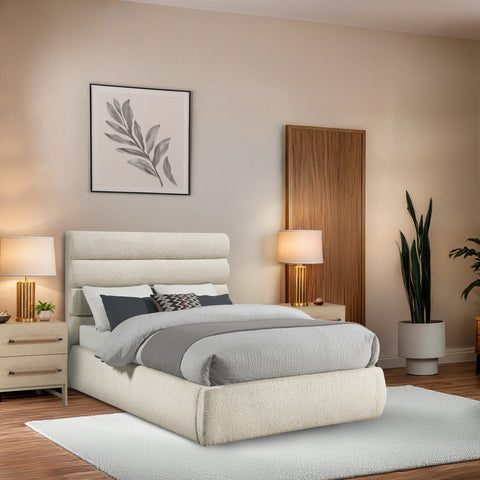 Amara Cream Boucle Fabric Upholstered Full Bed, 1 Piece (Style 3)