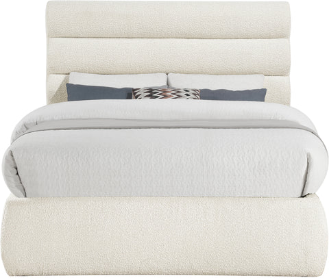 Amara Cream Boucle Fabric Upholstered Full Bed, 1 Piece (Style 3)