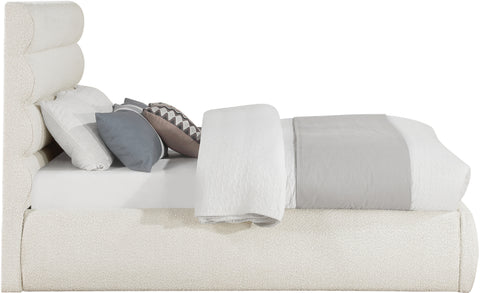 Amara Cream Boucle Fabric Upholstered Full Bed, 1 Piece (Style 3)