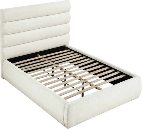 Amara Cream Boucle Fabric Upholstered Full Bed, 1 Piece (Style 3)