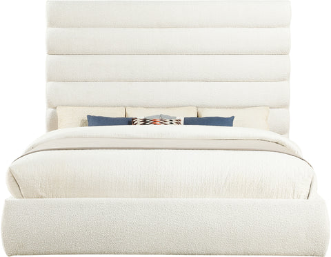 Amara Cream Boucle Fabric Upholstered King Bed, 1 Piece