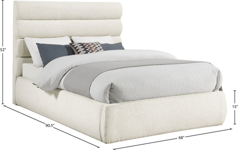 Amara Cream Boucle Fabric Upholstered Queen Bed, 1 Piece (Style 3)
