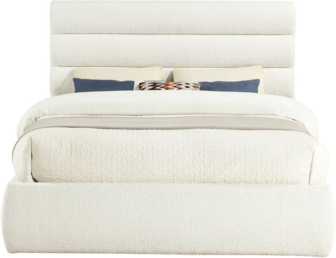 Amara Cream Boucle Fabric Upholstered Queen Bed, 1 Piece (Style 3)