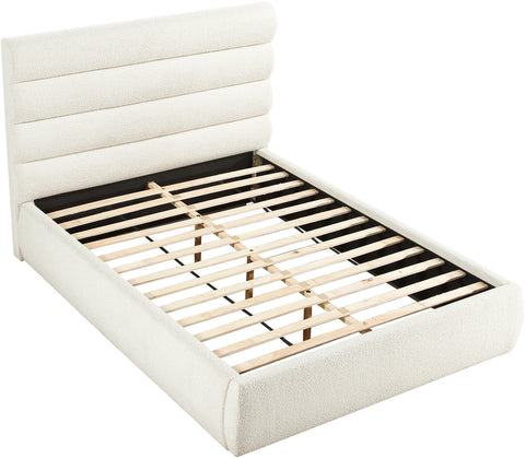 Amara Cream Boucle Fabric Upholstered Queen Bed, 1 Piece (Style 3)