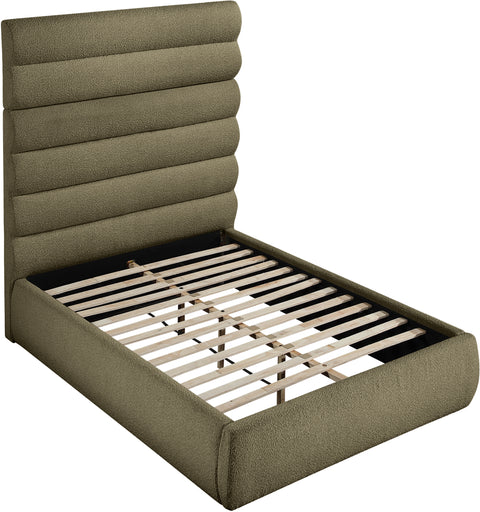 Amara Olive Boucle Fabric Upholstered Full Bed, 1 Piece